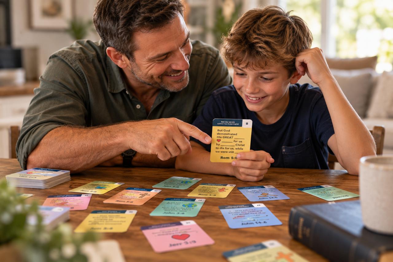 People reading The Gospel in 33 cards together